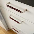 Håndtak 1353 - Forniklet/Brun Lær