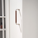 Håndtak 1353 - Forniklet/Brun Lær Innpakke