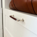 Håndtak 1353 - Forniklet/Brun Lær Innpakke